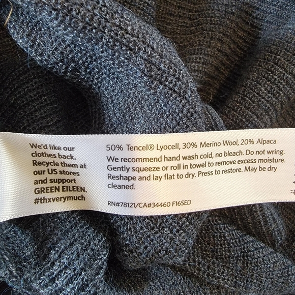 Eileen Fisher Wool Alpaca Blend Hi Low Knit Sweater Slate Blue Luxurious Size XS - Picture 7 of 9